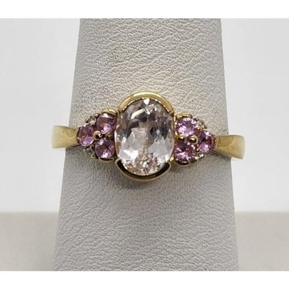 925 STERLING SILVER QUARTZ & TOPAZ RING SIZE 7.5